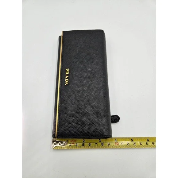 PRADA Black Saffiano Leather Wallet On Chain Flap Card Holder Clutch - Picture 14 of 14